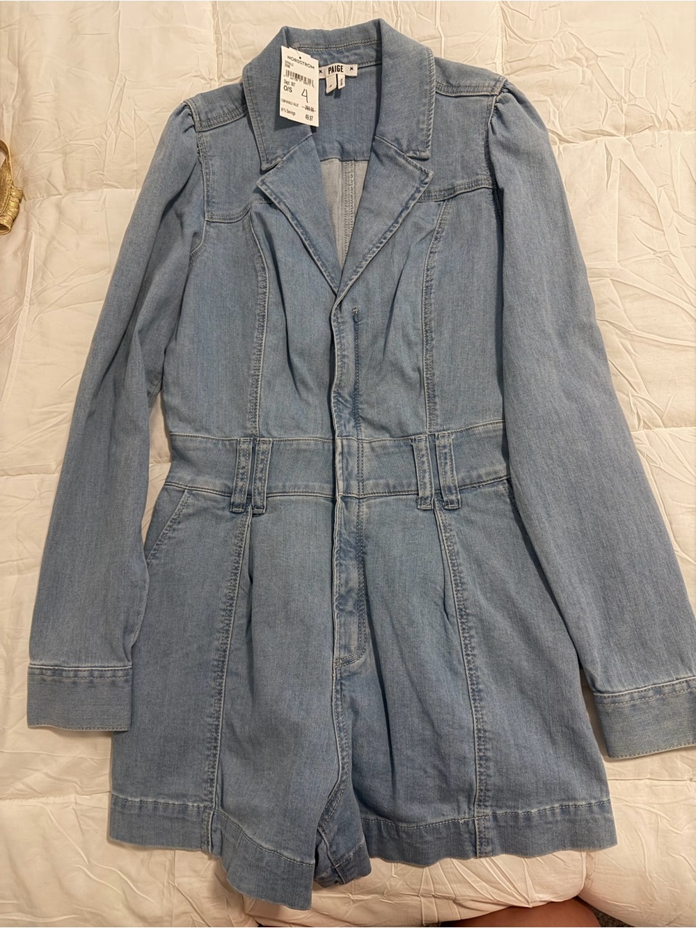 PAIGE Light Wash Denim Jacket Romper